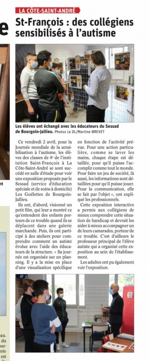 article du Dauphiné Libéré 03/04/2021